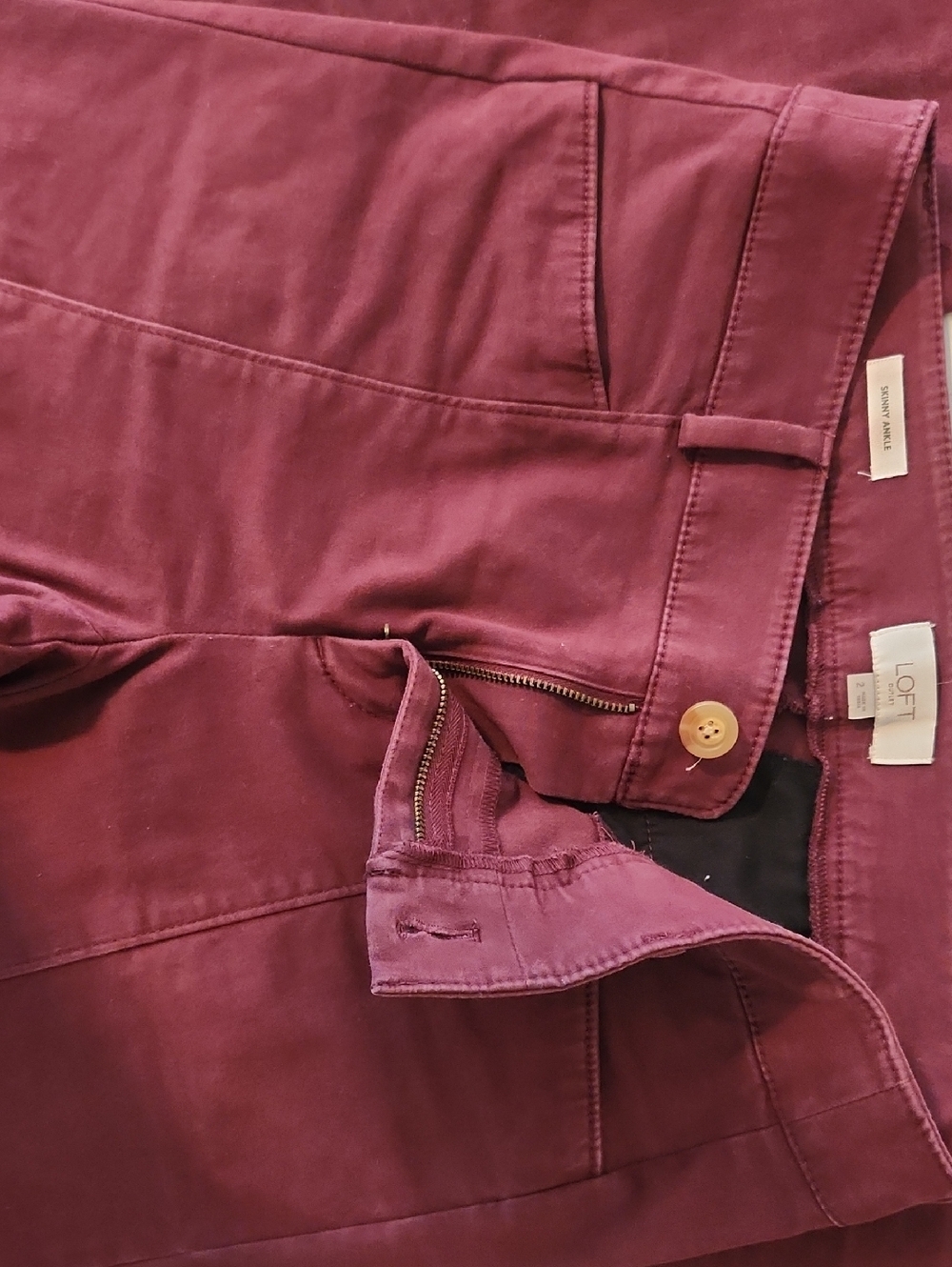 LOFT Burgundy Slim Ankle Pants